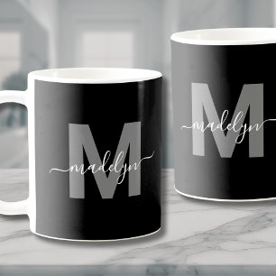 Glamous Black White Namn Monogram Kaffemugg
