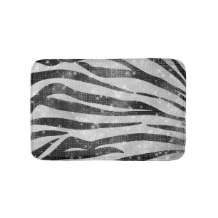 Glamous Black White Sparkly Glitter Zebra Rand Badrumsmatta