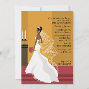 Glamous Bride African-American Möhippa Inv Inbjudningar
