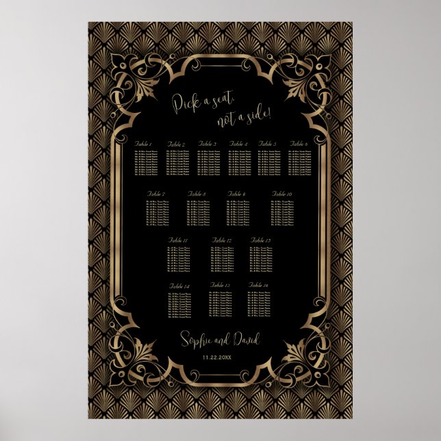 Glamous Bröllop Black Guld Poster (Framsidan)