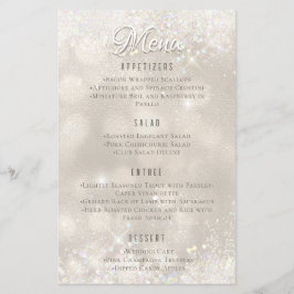 Glamous Champagne Glitter Luxury Bröllop Menu Flygblad
