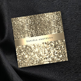 Glamous Champagne Guld Glitter Luxury Fyrkantigt Visitkort