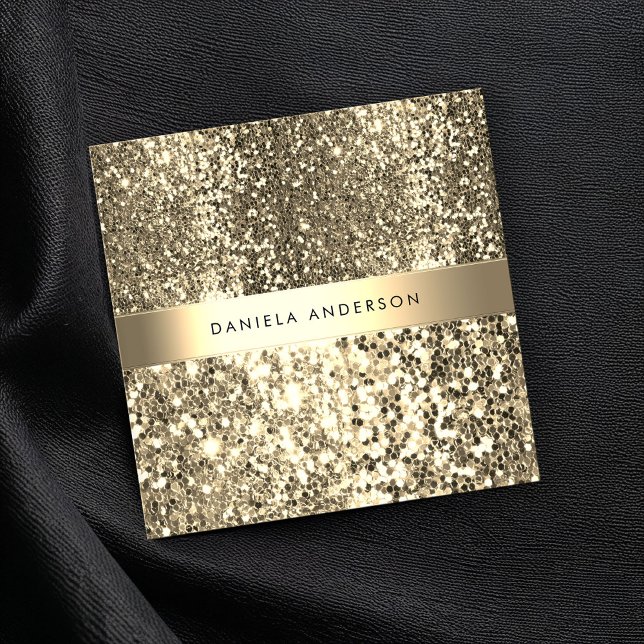 Glamous Champagne Guld Glitter Luxury Fyrkantigt Visitkort (Skapare uppladdad)