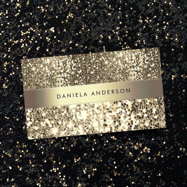 Glamous Champagne Guld Glitter Luxury Visitkort (Skapare uppladdad)