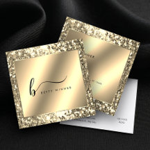 Glamous Champagne Guld Glitter-skript Monogram