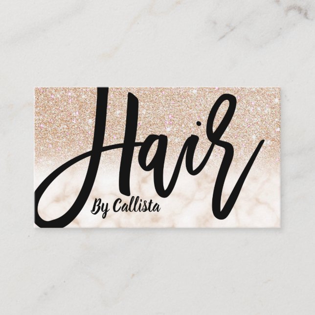 Glamous Chic Guld Glitter Marble Hair Stylist Visitkort (Framsida)