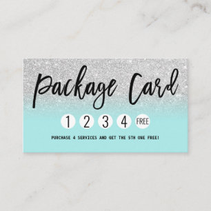 Glamous Chic Mint Silver Glitter Modern Lojalty Lojalitetskort