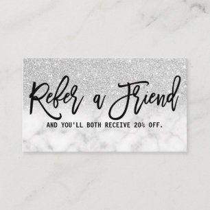 Glamous Chic Modern Silver Glitter Marble Rabattkort