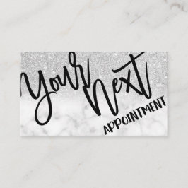 Glamous Chic Modern Silver Glitter Marble Tidsbeställning Kort