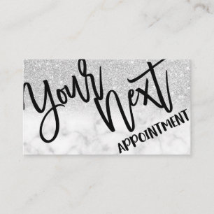 Glamous Chic Modern Silver Glitter Marble Tidsbeställning Kort