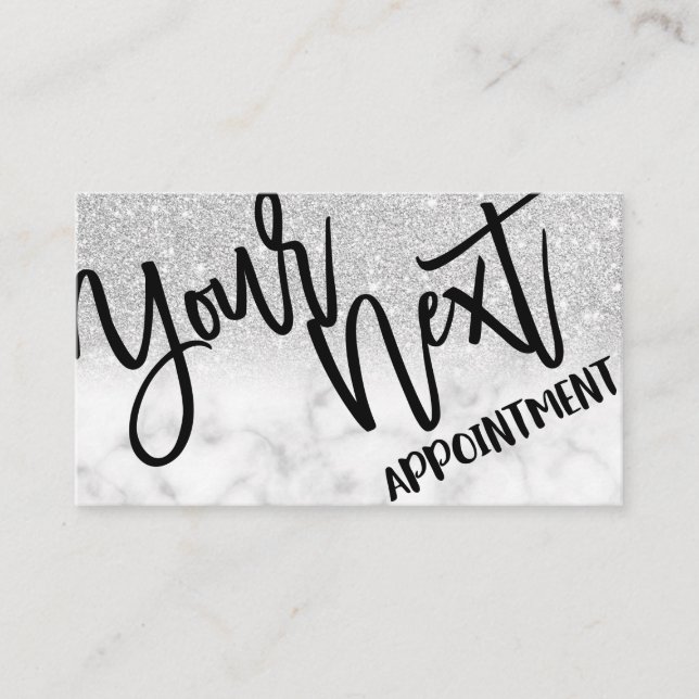 Glamous Chic Modern Silver Glitter Marble Tidsbeställning Kort (Framsida)