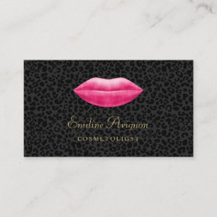 Glamous Cosmetolog Black Leopard Rosa Läppar Visitkort