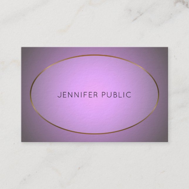 Glamous Design Lila Guld Elite Plain Luxury Visitkort (Framsida)