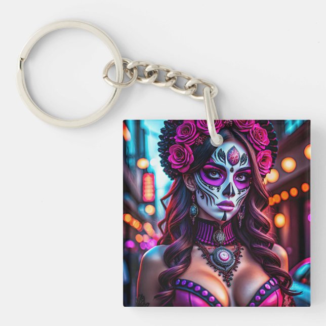 Glamous Día de los Muertos Catrina porträtt med (Framsidan)
