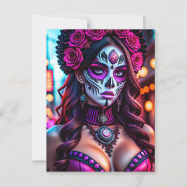Glamous Día de los Muertos Catrina porträtt med Vykort