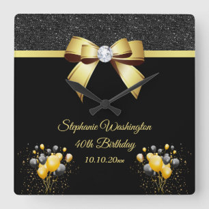 Glamous Elegance Födelsedagsfest Fyrkantig Klocka