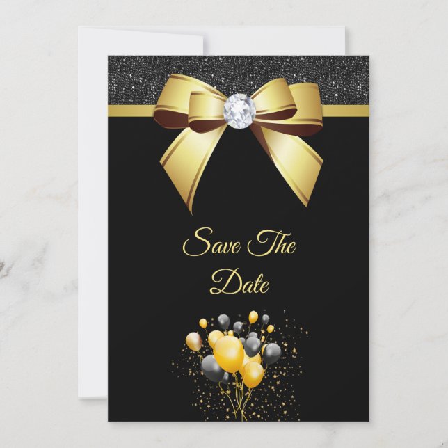 Glamous Elegance Födelsedagsfest Spara Datumet (Framsida)