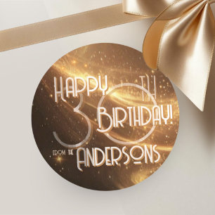 Glamous Elegant Font Champagne Färg Birthday Runt Klistermärke