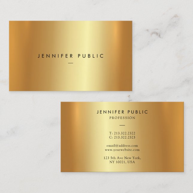 Glamous Elegant Modern Template Luxury Faux Guld Visitkort (Fram/baksida)