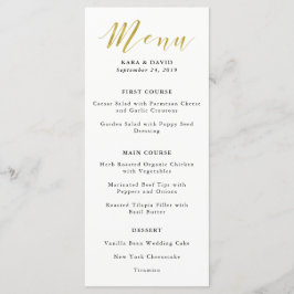 Glamous Faux Guld Classic Bröllop Menu Meny
