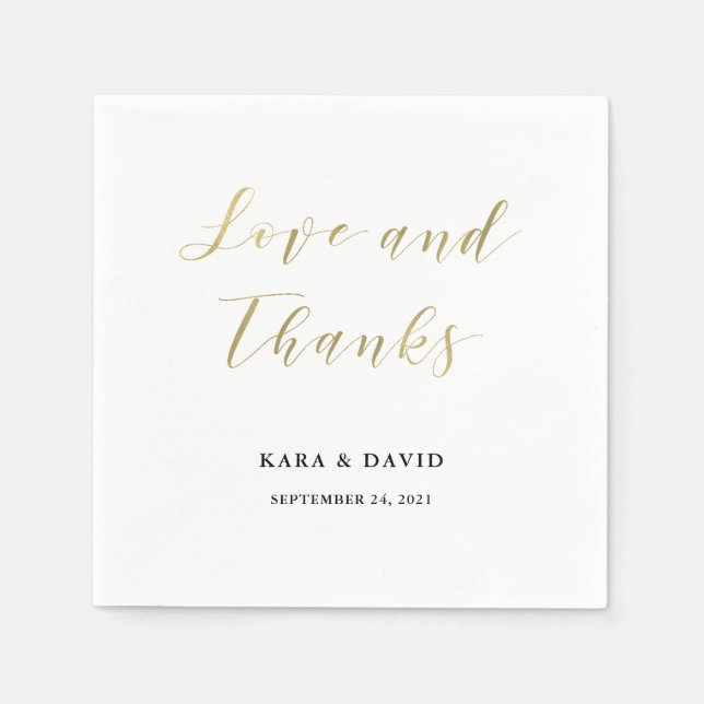 Glamous Faux Guld Classic Bröllop Pappersservett (Framsidan)