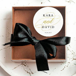 Glamous Faux Guld Classic Bröllop Runt Klistermärke