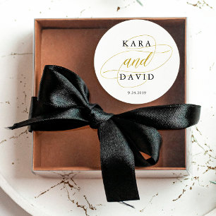 Glamous Faux Guld Classic Bröllop Runt Klistermärke