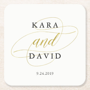 Glamous Faux Guld Classic Bröllop Underlägg Papper Kvadrat