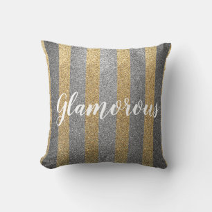 Glamous Faux Guld/Silver Glitter Pillow Kudde