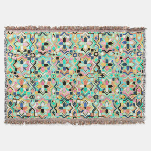 Glamous Gilded Moroccan Tile Mönster Filt