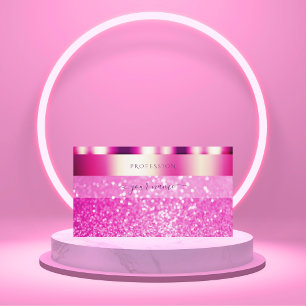 Glamous Girly Rosa Sparkling Glitter Shimmery Visitkort