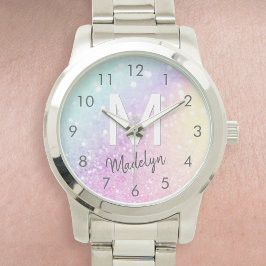 Glamous Glitter Holograph Monogrammed Söt Armbandsur