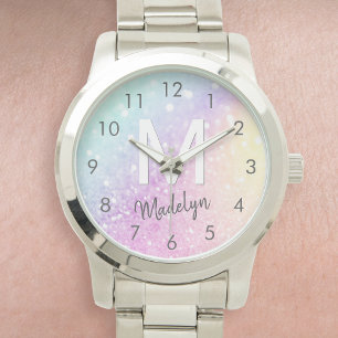 Glamous Glitter Holograph Monogrammed Söt Armbandsur