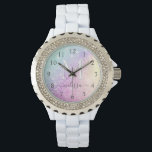 Glamous Glitter Holograph Monogrammed Söt Armbandsur<br><div class="desc">Anpassa enkelt den här eleganten färglös bokeh glitter mönster med ditt eget namn och/eller monogram.</div>