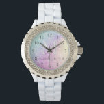 Glamous Glitter Holograph Monogrammed Söt Armbandsur<br><div class="desc">Anpassa enkelt den här eleganten färglös bokeh glitter mönster med ditt eget namn och/eller monogram.</div>