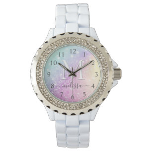 Glamous Glitter Holograph Monogrammed Söt Armbandsur