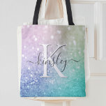 Glamous Glitter Holograph Söt Personlig Tygkasse<br><div class="desc">Anpassa enkelt den här eleganten färglös bokeh glitter mönster med ditt eget namn och/eller monogram.</div>