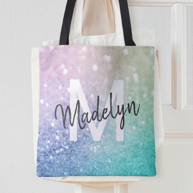 Glamous Glitter Holograph Söt Personlig Tygkasse (Skapare uppladdad)