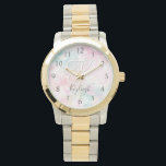 Glamous Glitter Rosa Söt Mönster Armbandsur<br><div class="desc">Anpassa enkelt den här söt rosan vid glitter mönster med ditt eget namn och/eller monogram.</div>