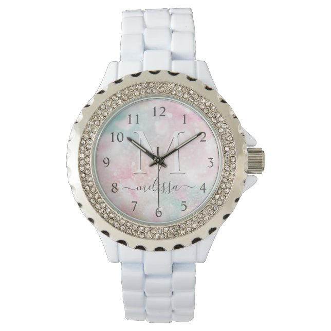 Glamous Glitter Rosa Söt Mönster Armbandsur (Framsida)