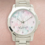 Glamous Glitter Rosa Söt Mönster Armbandsur<br><div class="desc">Anpassa enkelt den här söt rosan vid glitter mönster med ditt eget namn och/eller monogram.</div>