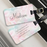 Glamous Glitter Rosa Söt Mönster Bagagebricka<br><div class="desc">Anpassa enkelt den här söt rosan vid glitter mönster med ditt eget namn och/eller monogram.</div>
