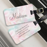 Glamous Glitter Rosa Söt Mönster Bagagebricka<br><div class="desc">Anpassa enkelt den här söt rosa bokeh faux mönster med ditt eget namn och/eller monogram.</div>