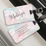 Glamous Glitter Rosa Söt Mönster Bagagebricka<br><div class="desc">Anpassa enkelt den här söt rosan vid glitter mönster med ditt eget namn och/eller monogram.</div>