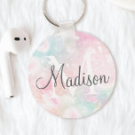 Glamous Glitter Rosa Söt Mönster Nyckelring<br><div class="desc">Anpassa enkelt den här söt rosan vid glitter mönster med ditt eget namn och/eller monogram.</div>