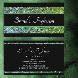 Glamous Glitter Stars Teal Grönt Gradient Black Visitkort
