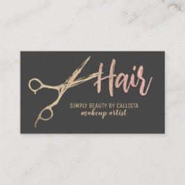 Glamous Gold Foil Glitter Sissors Hair Stylist Visitkort