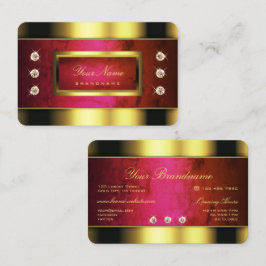 Glamous Golden med Red Marble och Faux Diamonds Visitkort