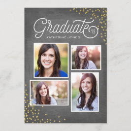 Glamous Grad 4-Photo Collage Studenten Inbjudningar