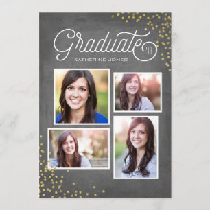 Glamous Grad 4-Photo Collage Studenten Inbjudningar
